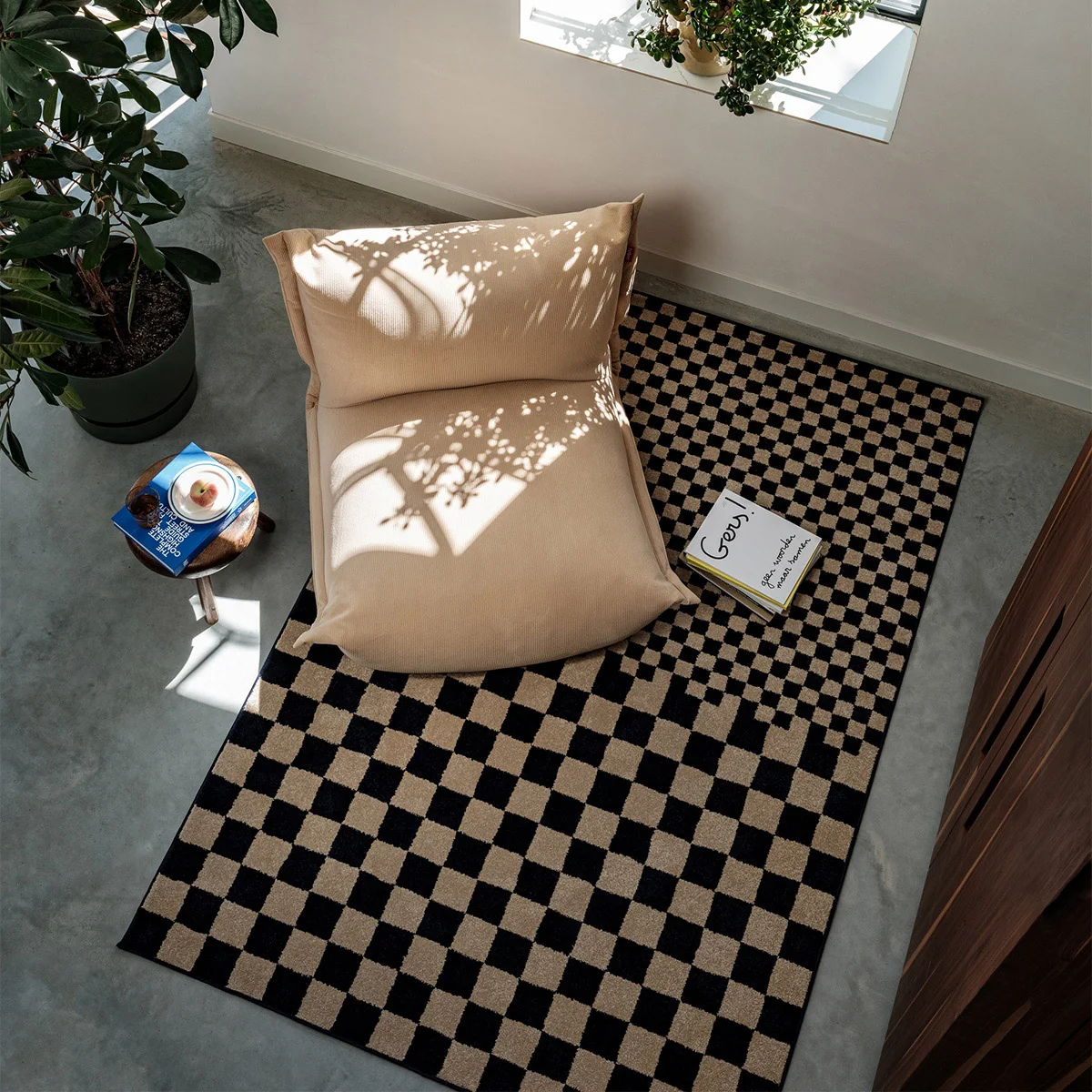 Fatboy - Petit Square Affair Teppich, marineblau / beige, 230 x 160 cm