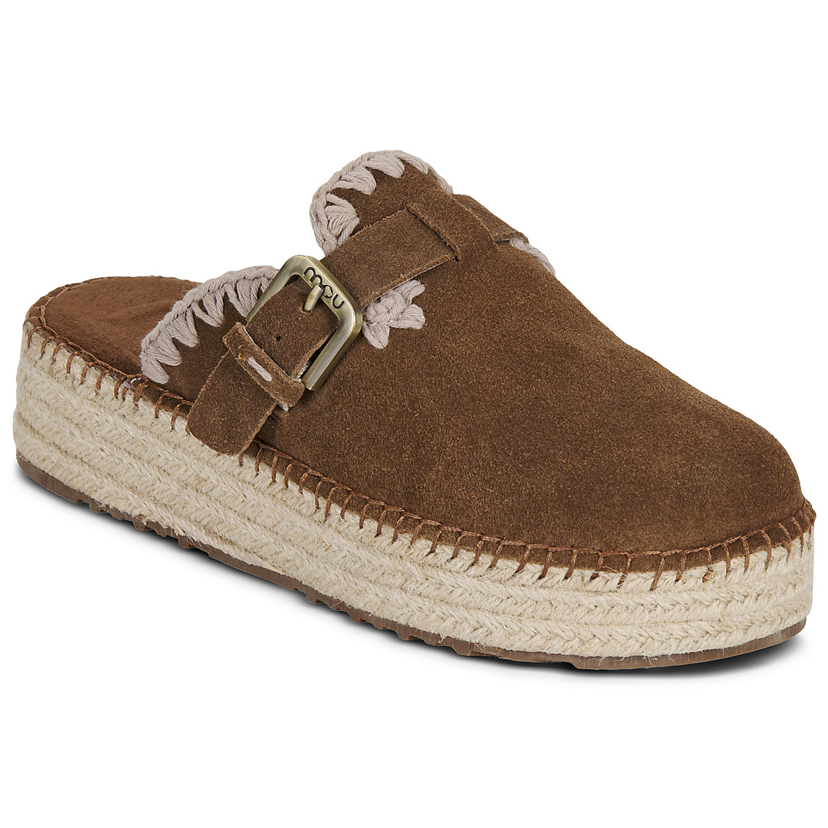 Mou - JUTE CLOG PLAIN SUEDE - Brown