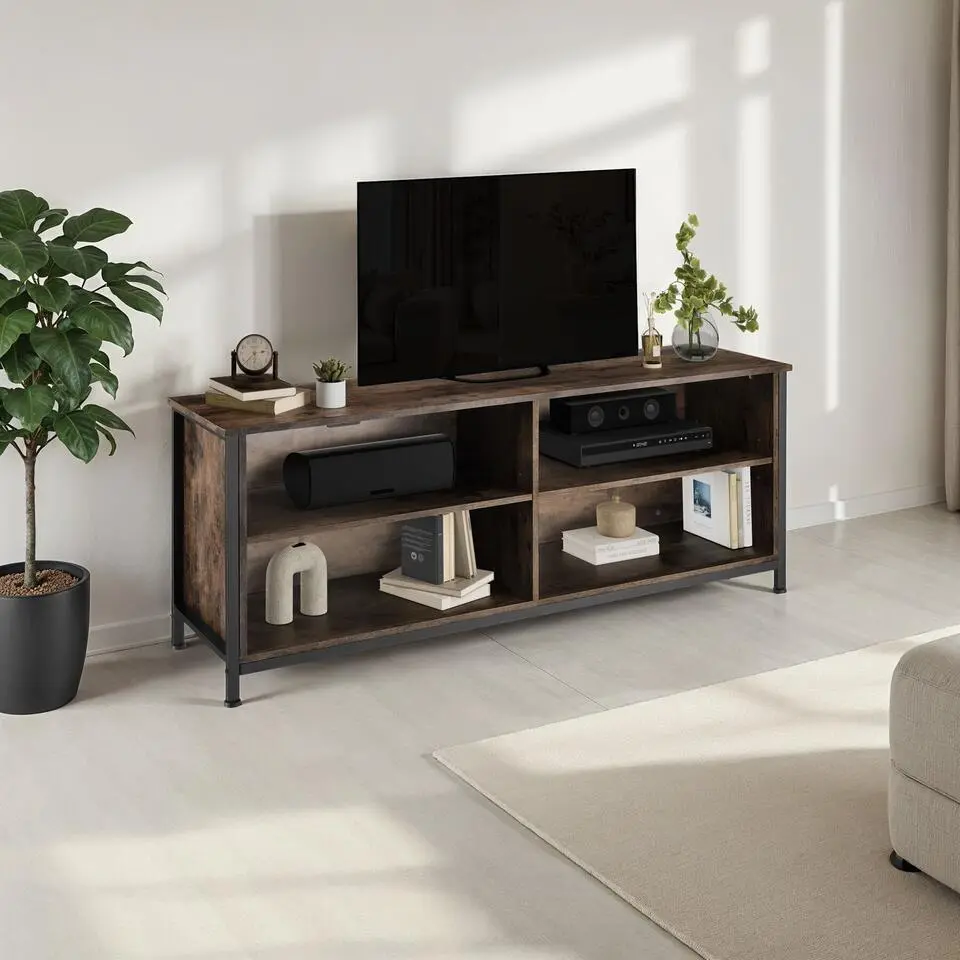 tectake Dressoir Navan 147x41x60,5cm, Industrieel Hout Donker, Rustiek