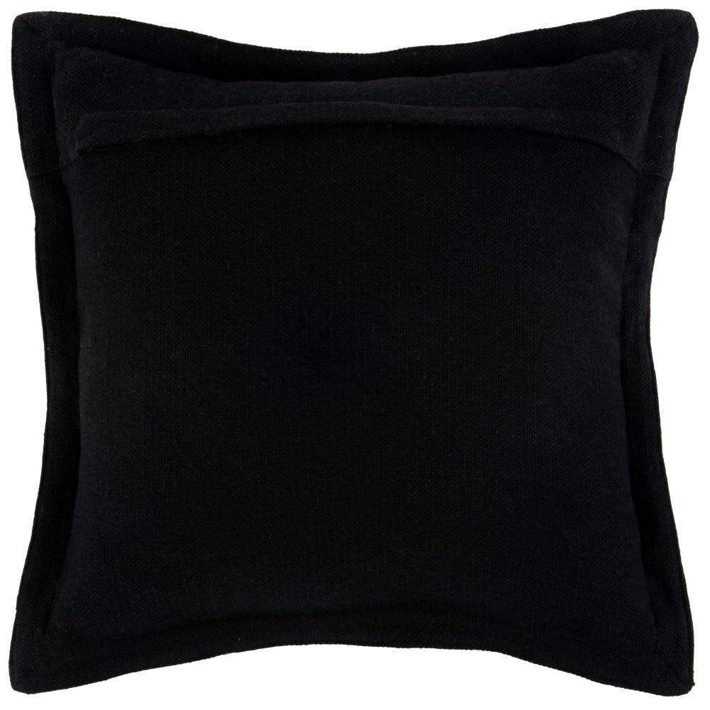 STEFFEN - Housse de coussin en coton et lin noir à galon 40x40