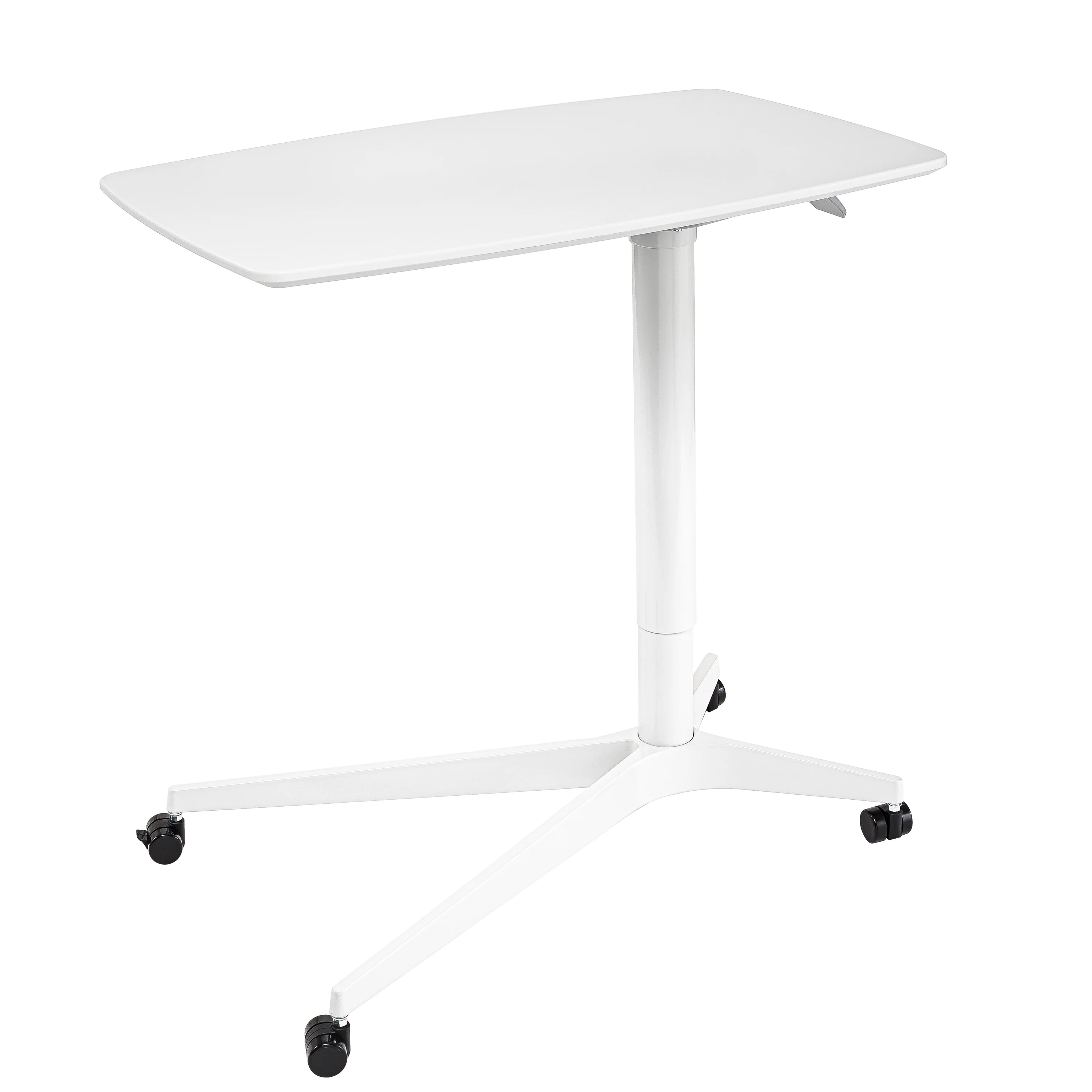 airLIFT White 30 in. Overbed Bedside Medical Height Adjustable Mobile Side Table Cart