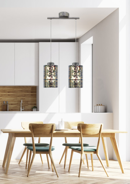 Lampa wisząca chromowana-czarna NOCTURNO 2xE27x40W Candellux