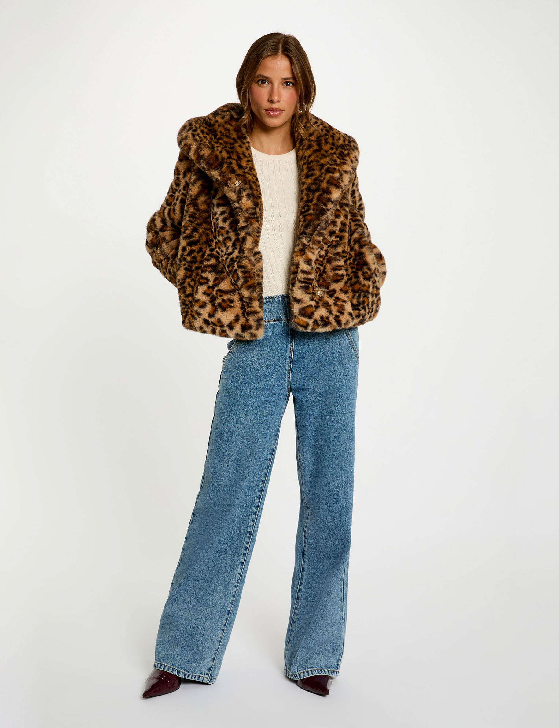 Faux Fur Coat Multicolor Women