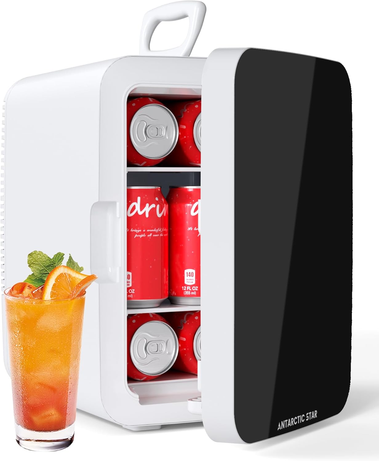 Antarctic Star Compact Mini Fridge, Portable Small Refrigerator with AC/DC Power, 10 Liter/ 2.6 Gal Small Cosmetics Cooler for Beverage, Food, Skincare, Bedroom, Office and Car, White