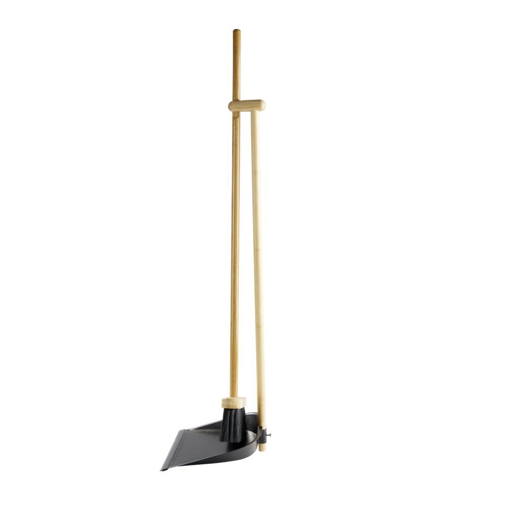 Pelle balayette aéroport manche bambou et métal noir H93cm