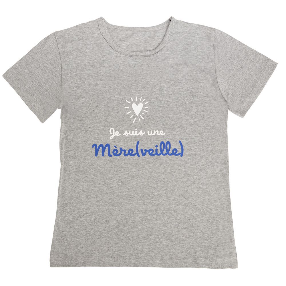 T-shirt Je suis une mère(veille) gris