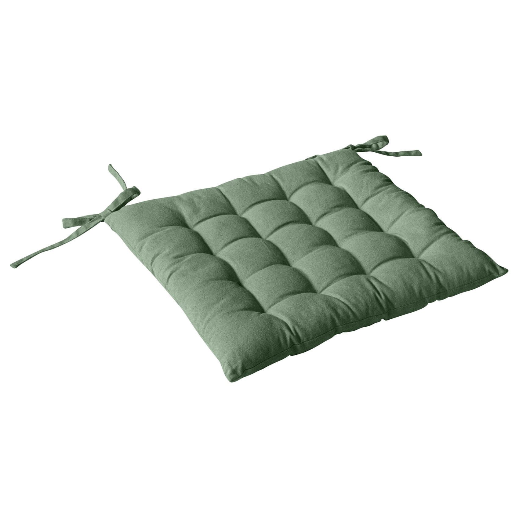 - Galette de chaise unie et piquée polyester vert 38x38 cm