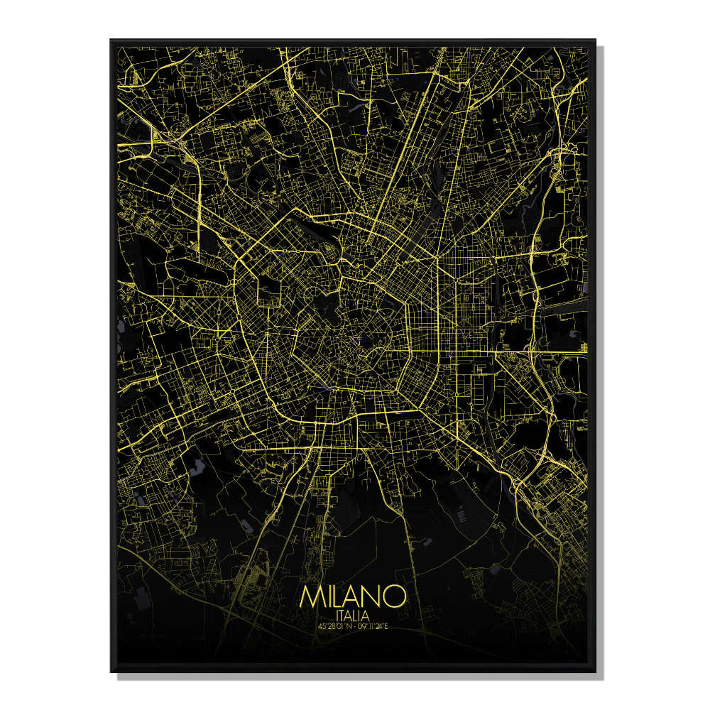 - Affiche Milan Carte Nuit 40x50