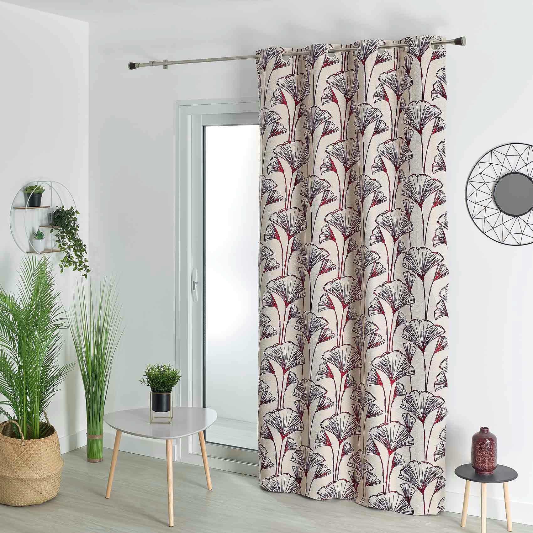 - Rideau jacquard fleurs de gingko