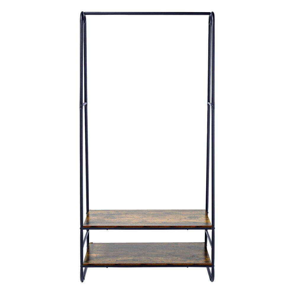 Portant 2 niveaux bois brun et métal noir 87x44xH170cm