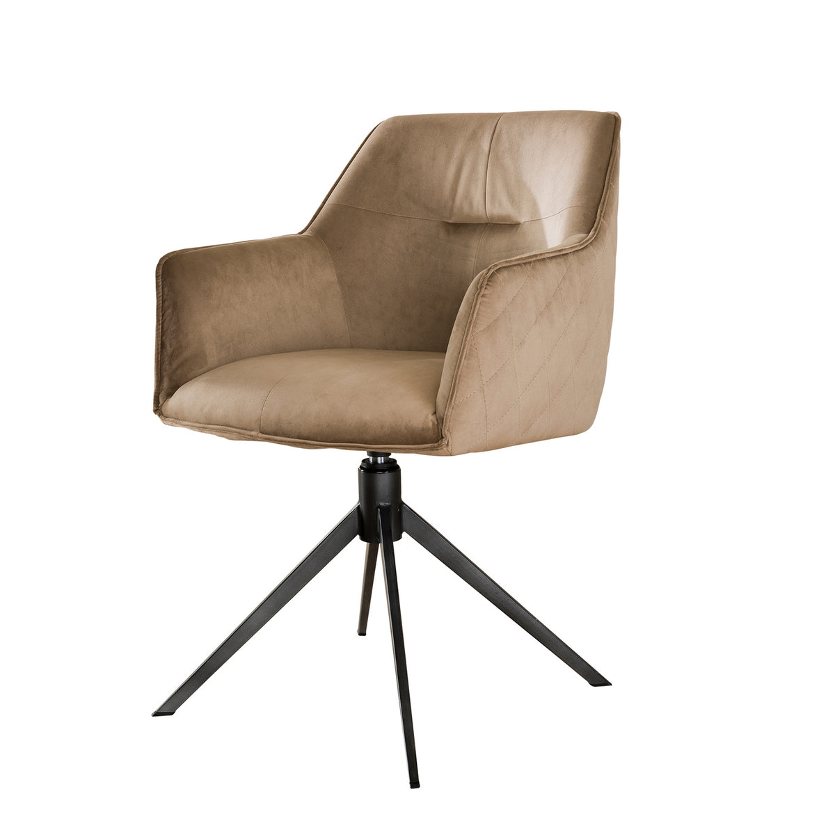 Giga Meubel Eetkamerstoel Pull - Champagne Velvet - Draaibaar - Set van 2 - Set van 2