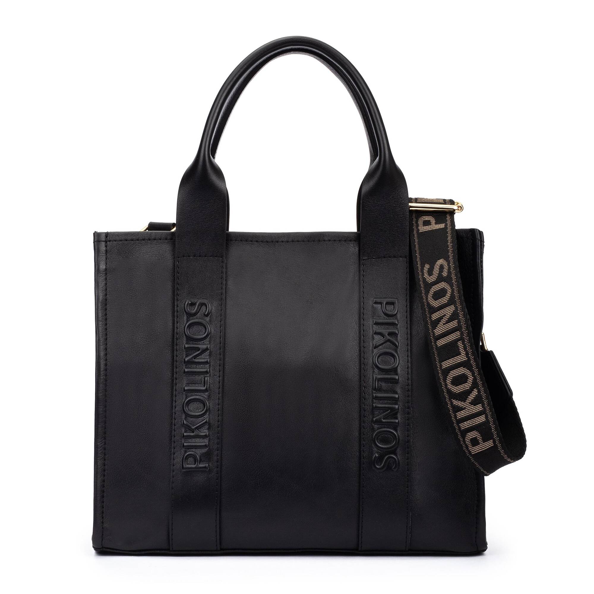 ALCUDIA - Bolso tote de piel con cinta multicolor para mujer