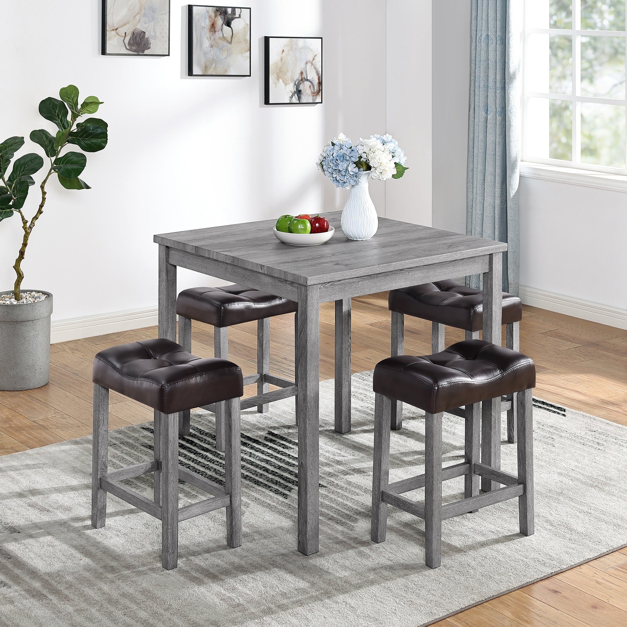 Dining Table, Bar Table and Chairs Set, 5 Piece Dining Table Set, Industrial Breakfast Table Set