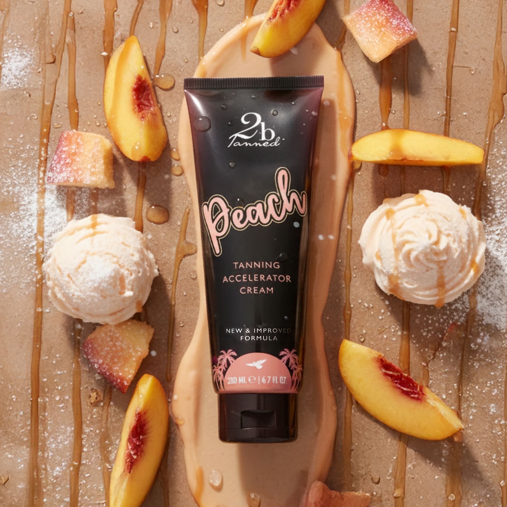 2bTanned Peach Tanning Accelerator Cream - Enhanced with Thalitan and Tyrosine 200ml