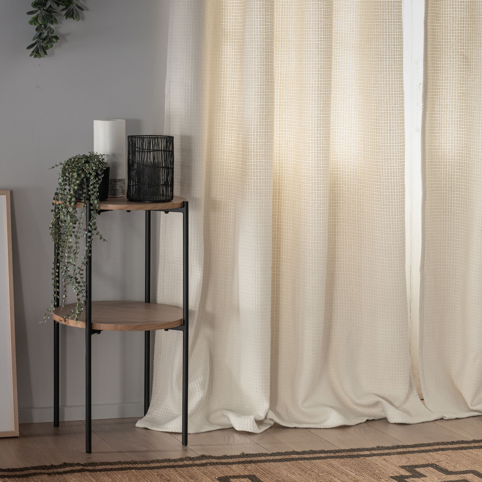 TRAMONTI - Rideau à passants en polyester texturé 140x250cm - blanc écru