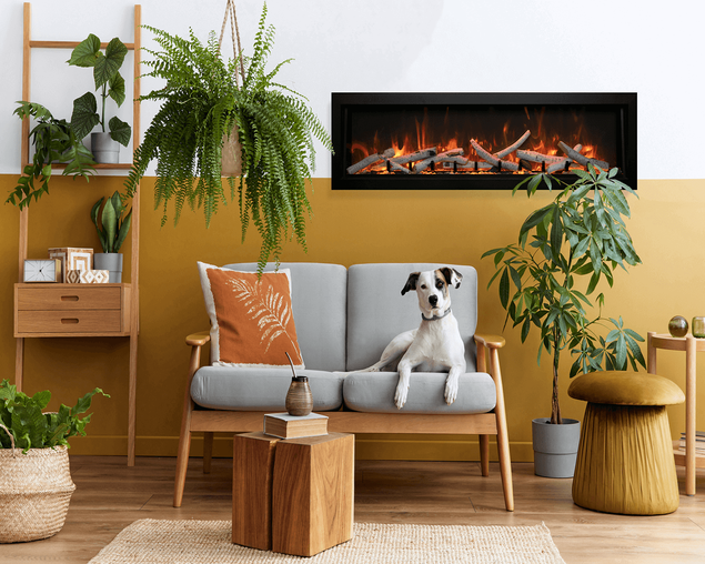 Amantii Smart 60&Prime; Wide &ndash; Deep Indoor or Outdoor Electric Built-in only with Black Steel Surround