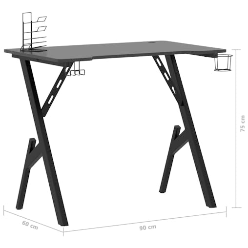 NNEVL Gaming Desk with Y Shape Legs Black 90x60x75 cm