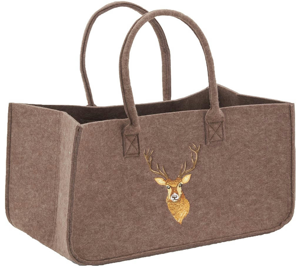 - Sac à bûches en feutrine 50 x 25 cm gris foncé