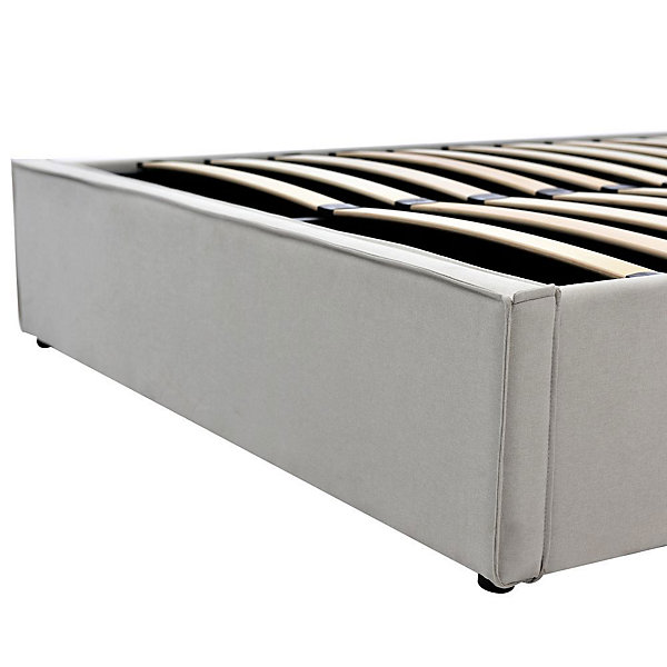 Lit Simple 90X200Cm Hydraulique Coton Gris Blackcolors