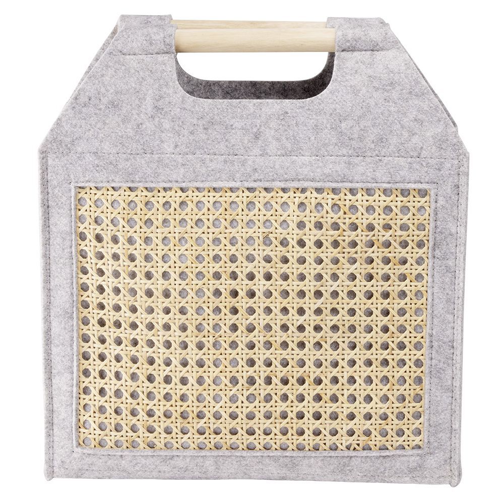 Panière feutrine et bambou grise Petit modèle 37x10,5xH33,5cm
