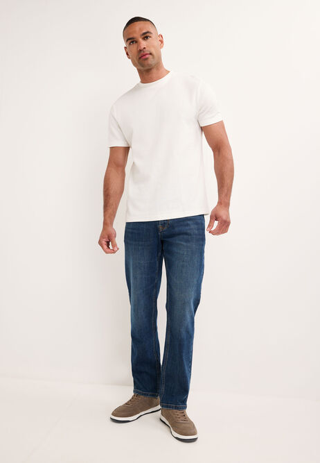 Mens Mid Blue Wash Ollie Straight Leg Jeans
