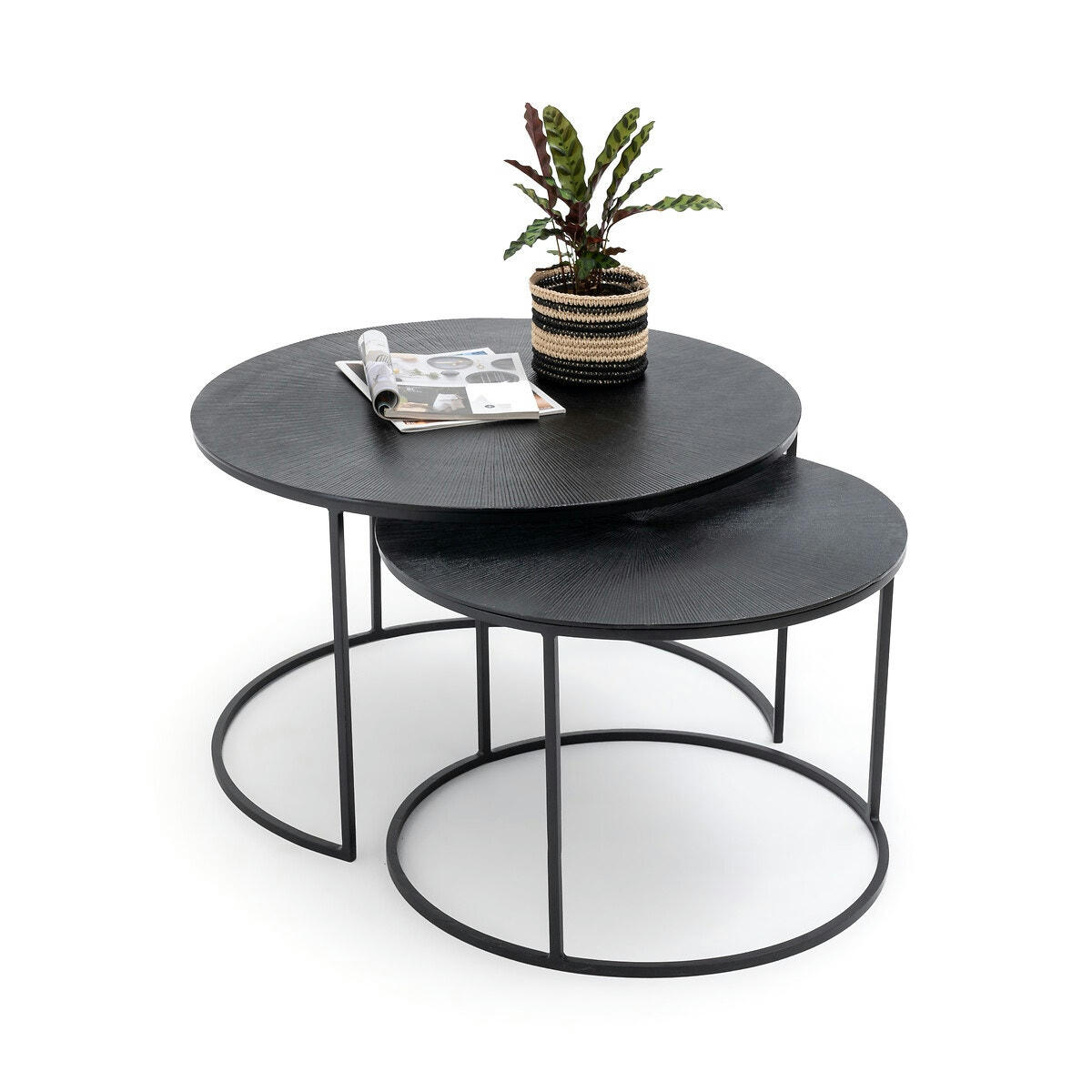 Lot de 2 tables basses gigognes métal acier, Jalia
