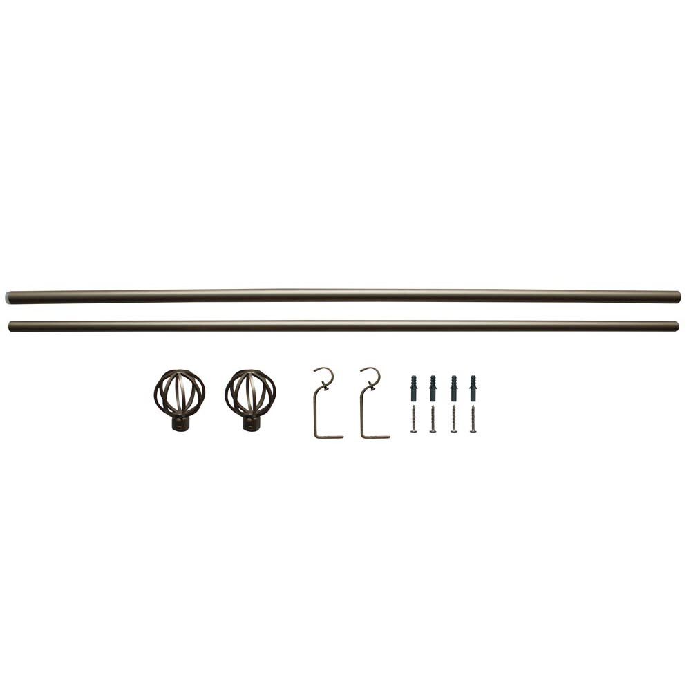 Kit Tringle à rideau extensible 120-210 cm embouts sphère gris chromé