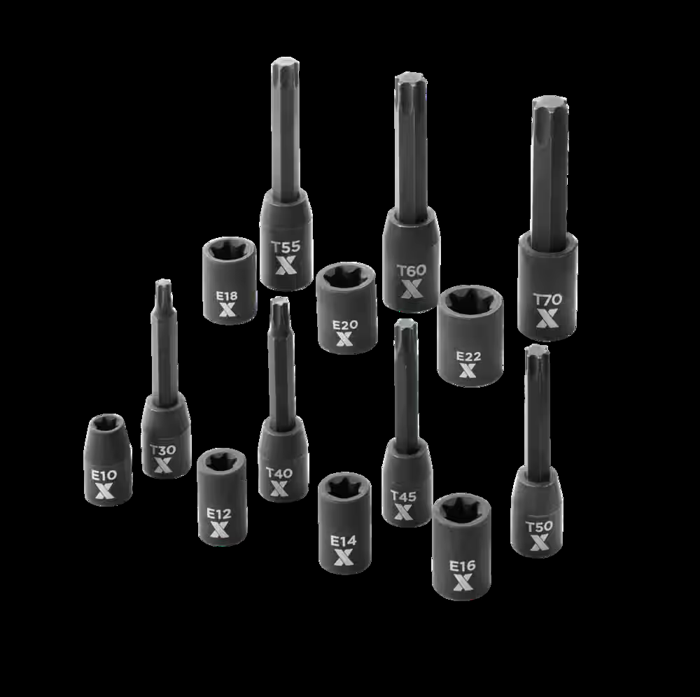 MAXIMUM Torx & E-Torx Impact Bit Socket Set, 14-pc, SAE/Metric