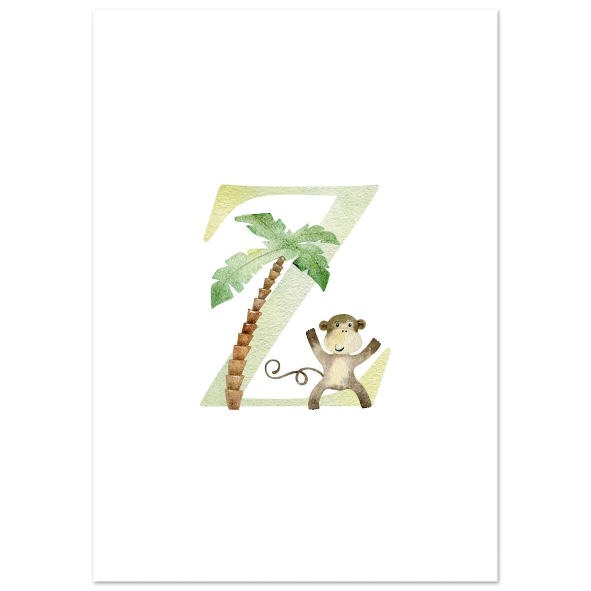 Artfulprints Poster Letter Z kindernaam  - A4 21x29.7 cm - Meerkleurig