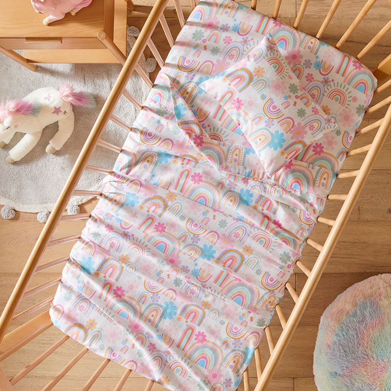 Sunshine & Rainbows Sherbet Flannelette Sheet Set