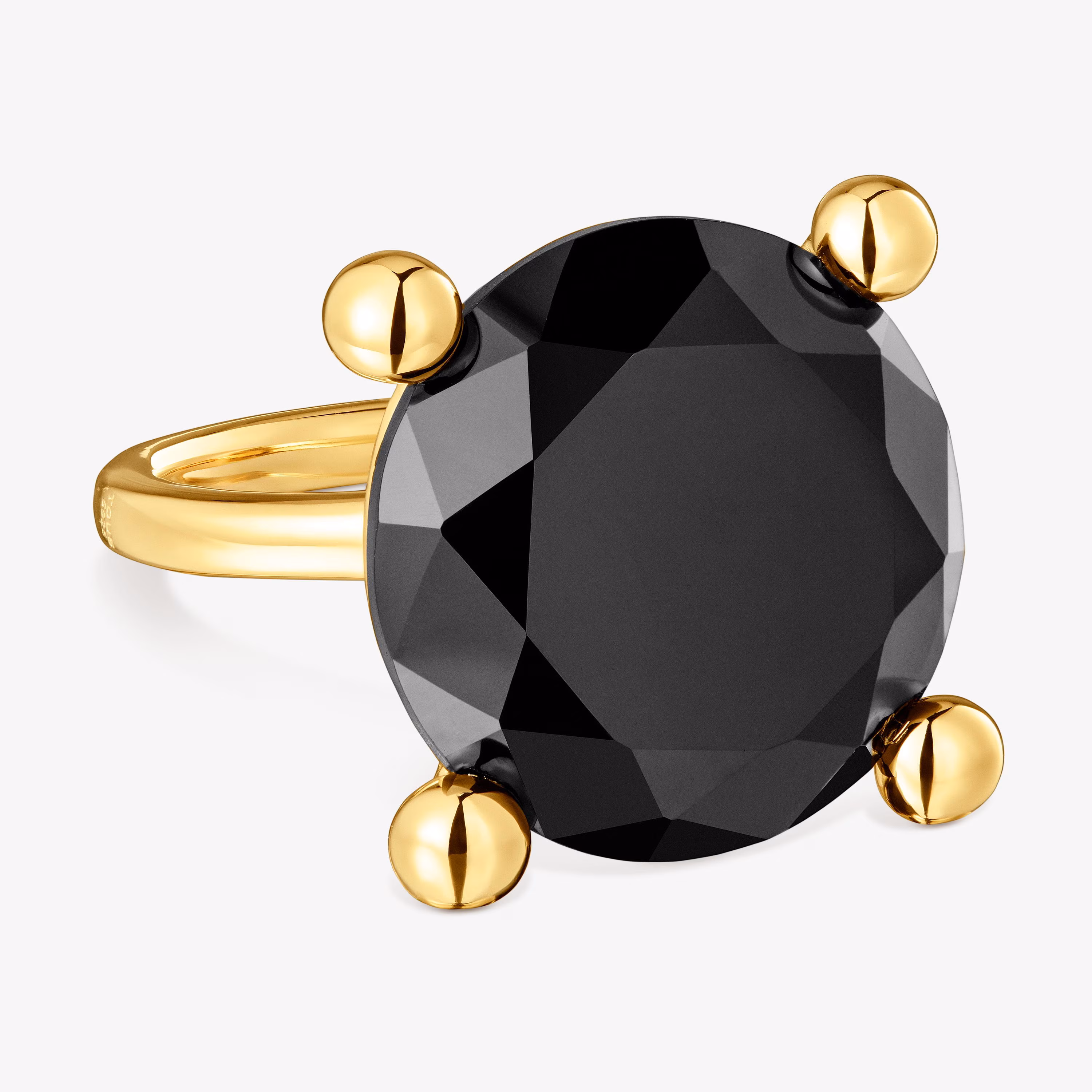 Anillo grande con baño de oro 18 kt sobre plata y ónix Color Black
