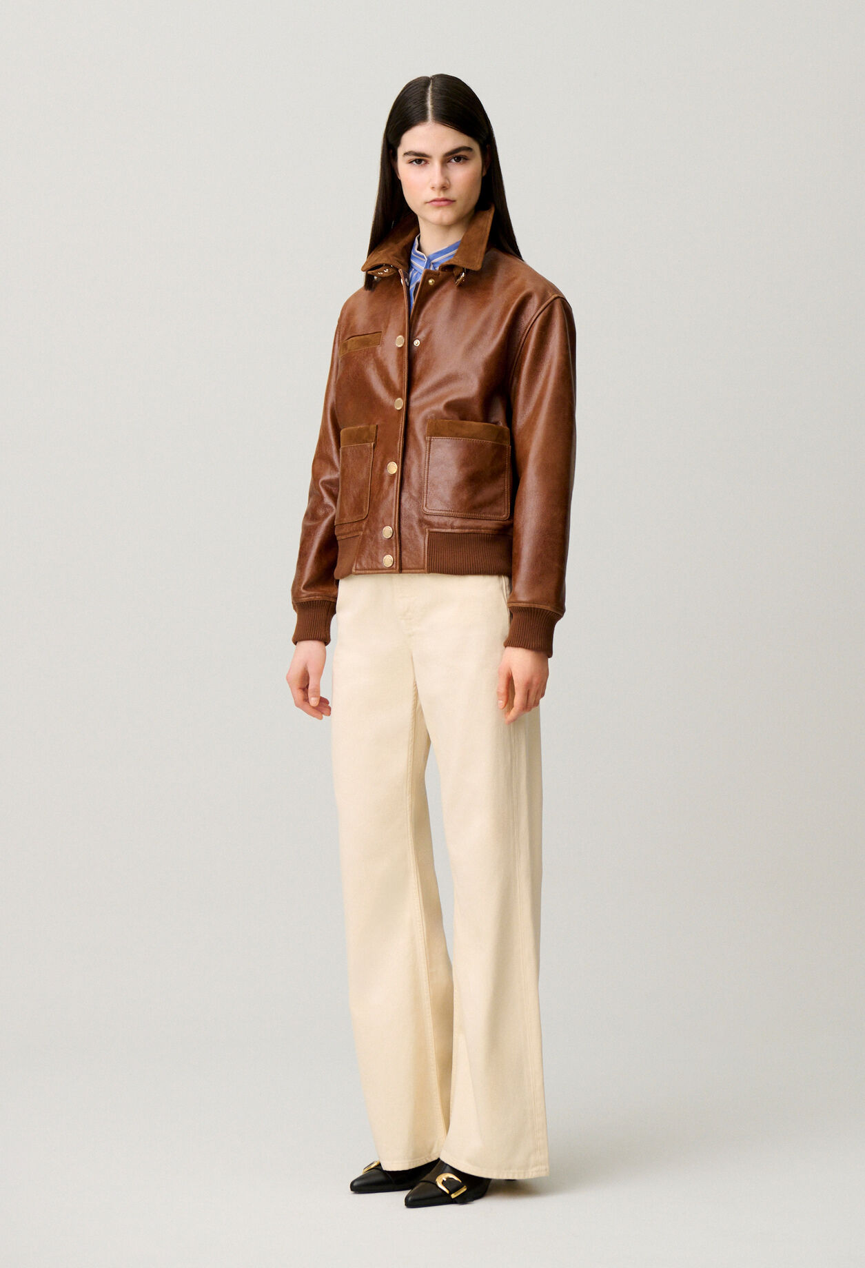 Blouson cuir large