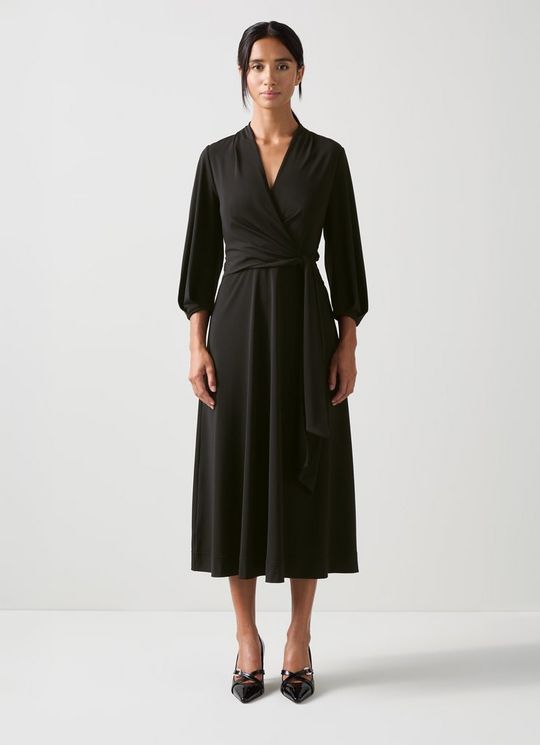 Aiper Petite Black V-Neck Jersey Dress