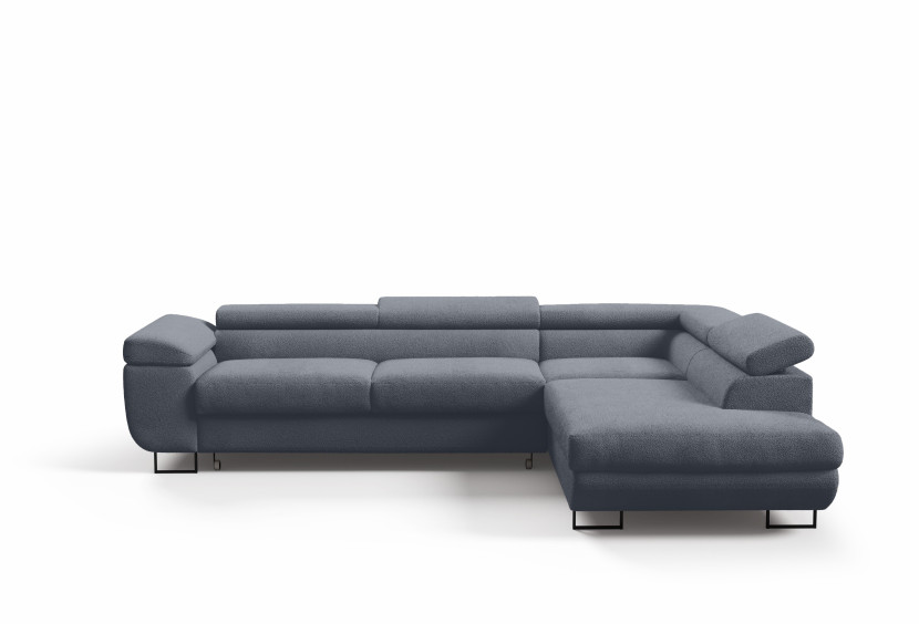 Stylowy narożnik VERTIGO boucle w granatowym AB14 Prawa
