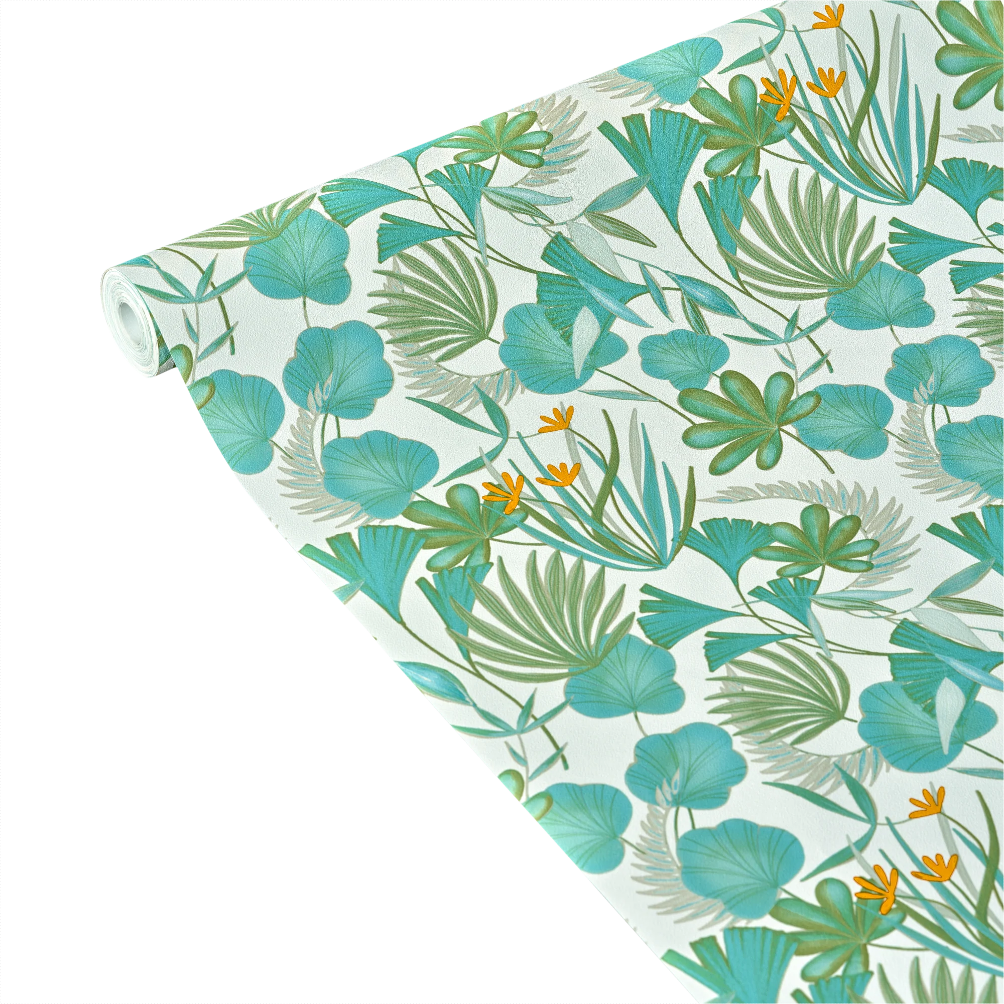 Papier peint intissé CAPUCINE coloris Turquoise et kaki