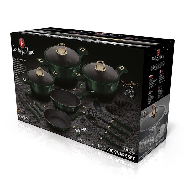 Berlinger Haus 17-Piece Kitchen Cookware Set Emerald Collection