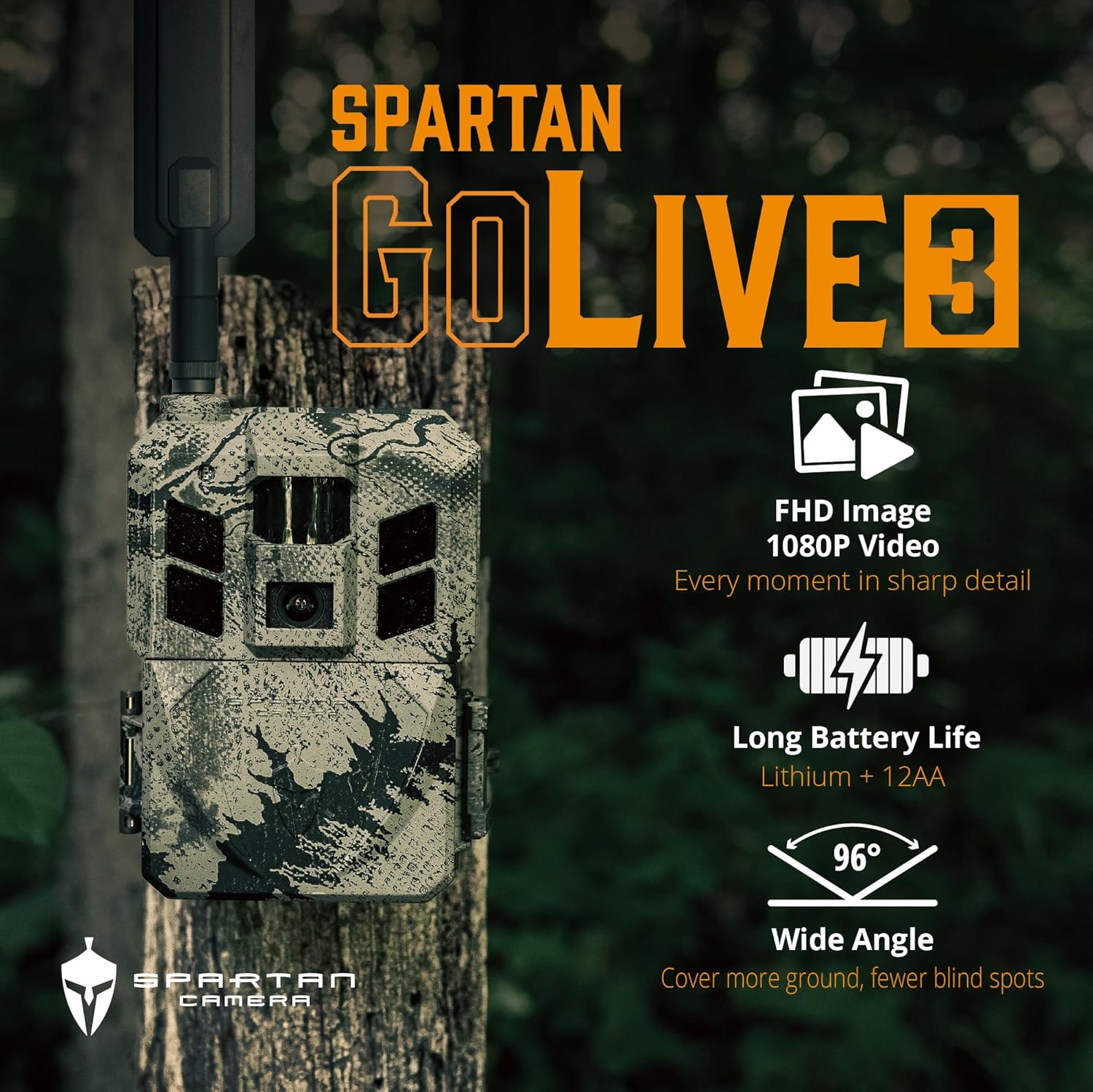 Spartan Camera 2 Pack GoLive3 Hunting Trail Camera  Live Streaming  96° Wide Angle  Motion Activated  On-Demand FHD Photos and 1080p Videos  Built-in Lithium Battery Blackout IR Flash GPS Weatherproof