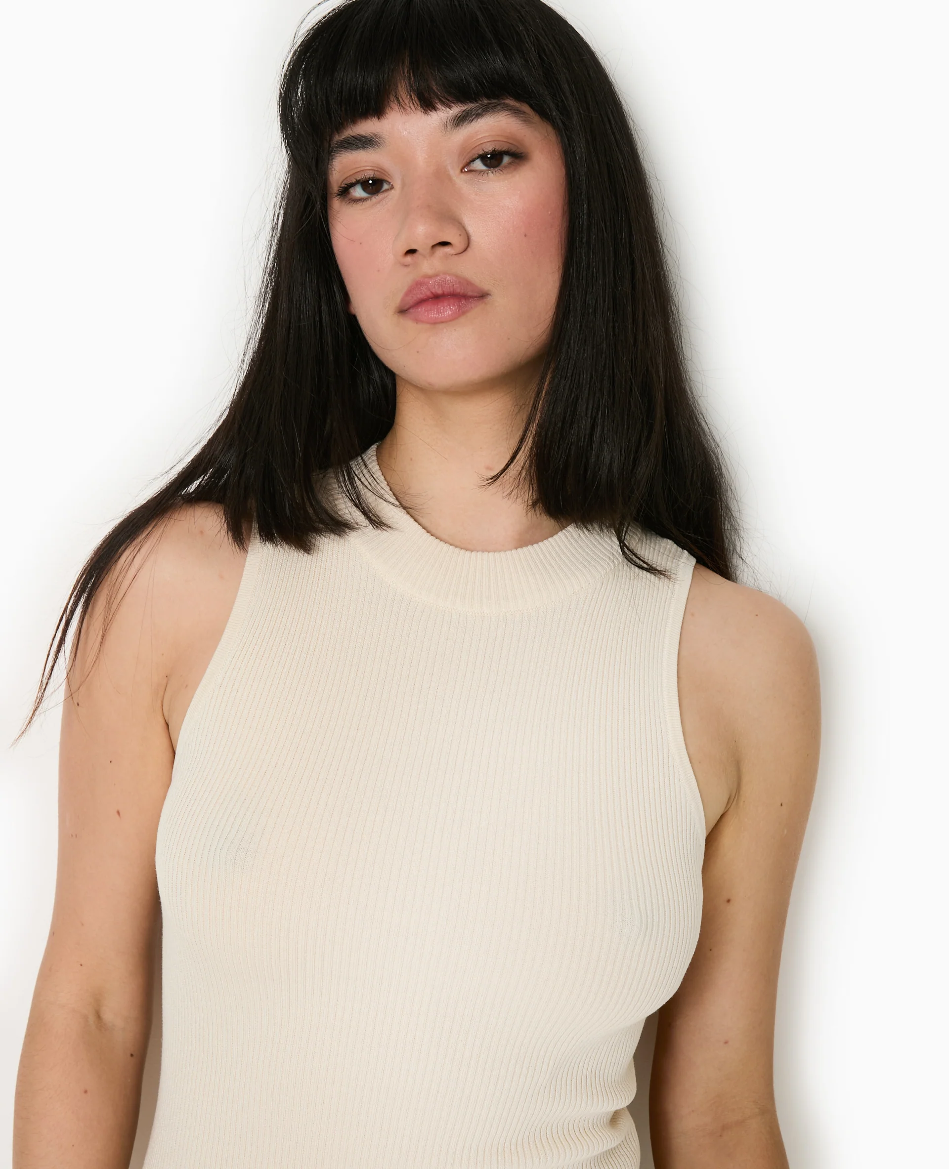 Robe longue et moulante en maille côtelée