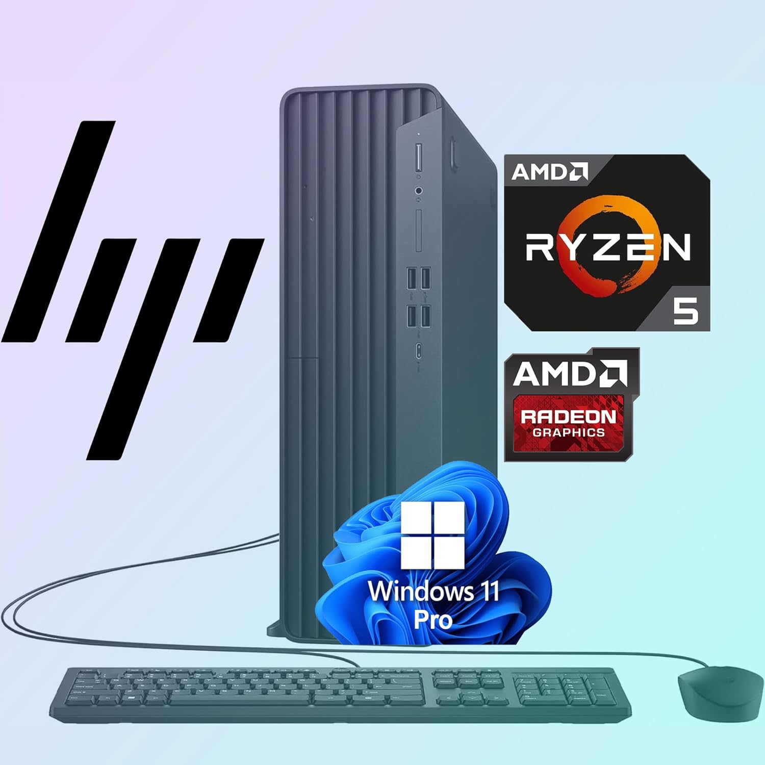 HP Desktop PC Elite SFF G9| 6-core 5GHz Ryzen-5 Processor(1.3 Times Faster Than Intel i7-1255U) | DDR5 RAM | WiFi| Bluetooth| HDMI  USB  RJ-45| Windows 11 Pro| Wired KB & Mouse (32GB RAM & 1TB SSD)