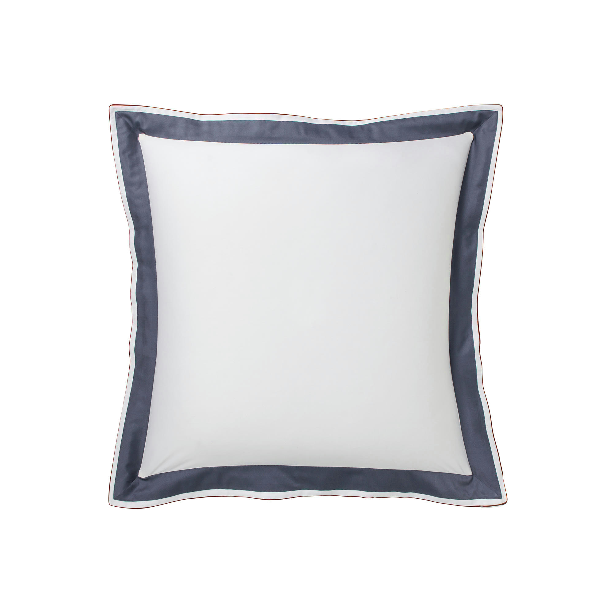 MARCEAU - Taie d'oreiller en satin de coton blanc/bleu 65x65