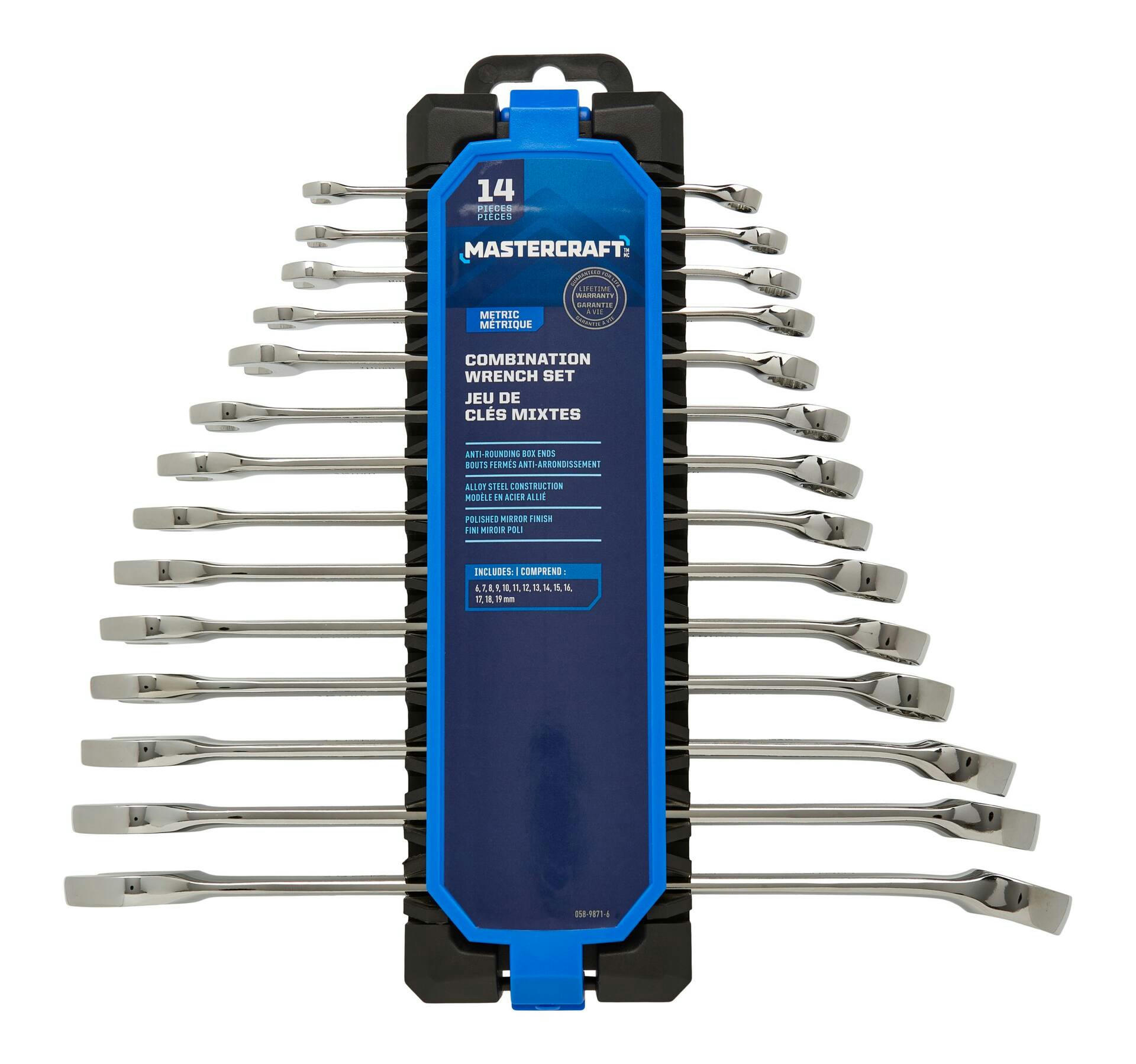 Mastercraft Combination Wrench Set, Metric, 14-pc