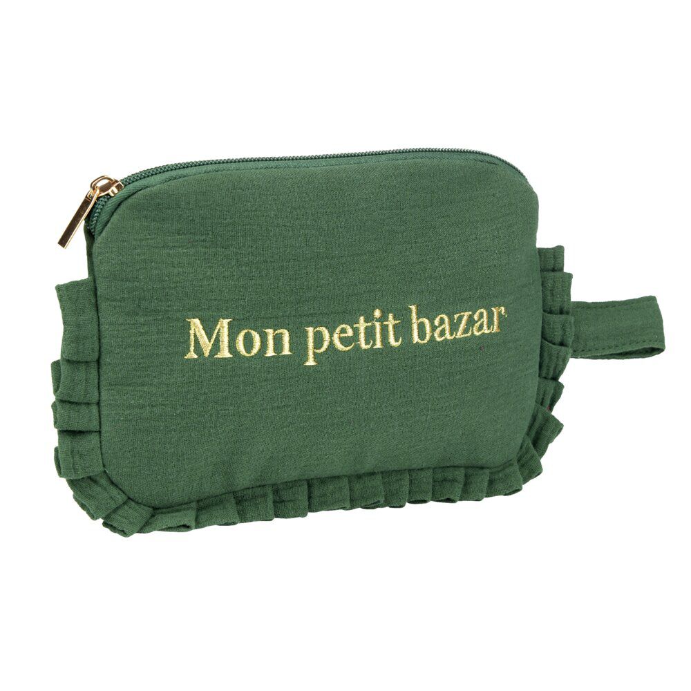 Trousse de toilette gaze de coton à volant 21x12xH13cm (3 modèles)