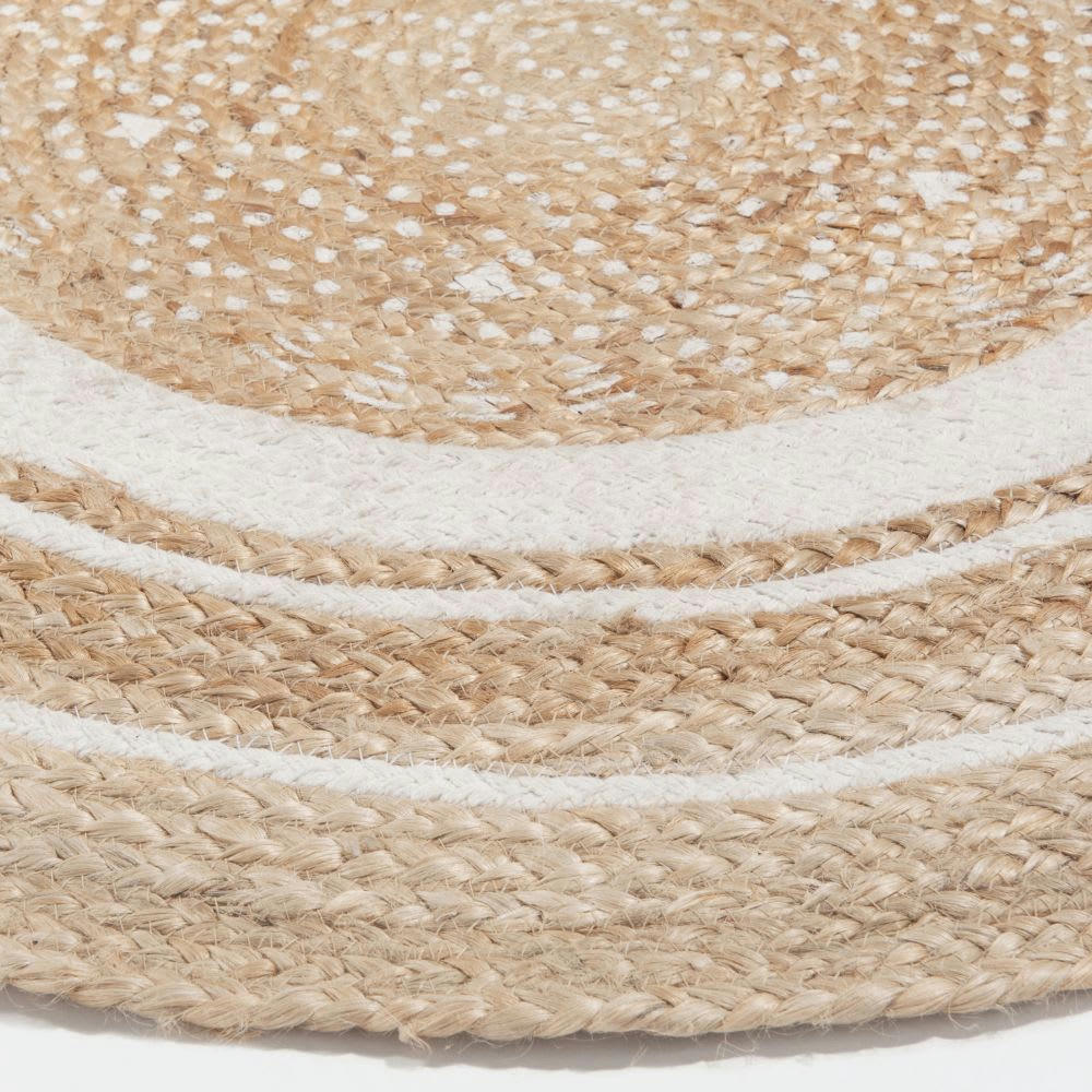 - Tapis rond en coton blanc et jute D.90cm LEIGH