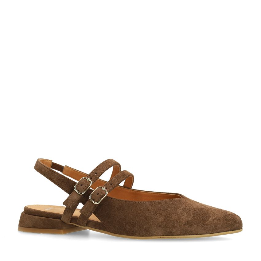 Manfield Bruine suède slingbacks
