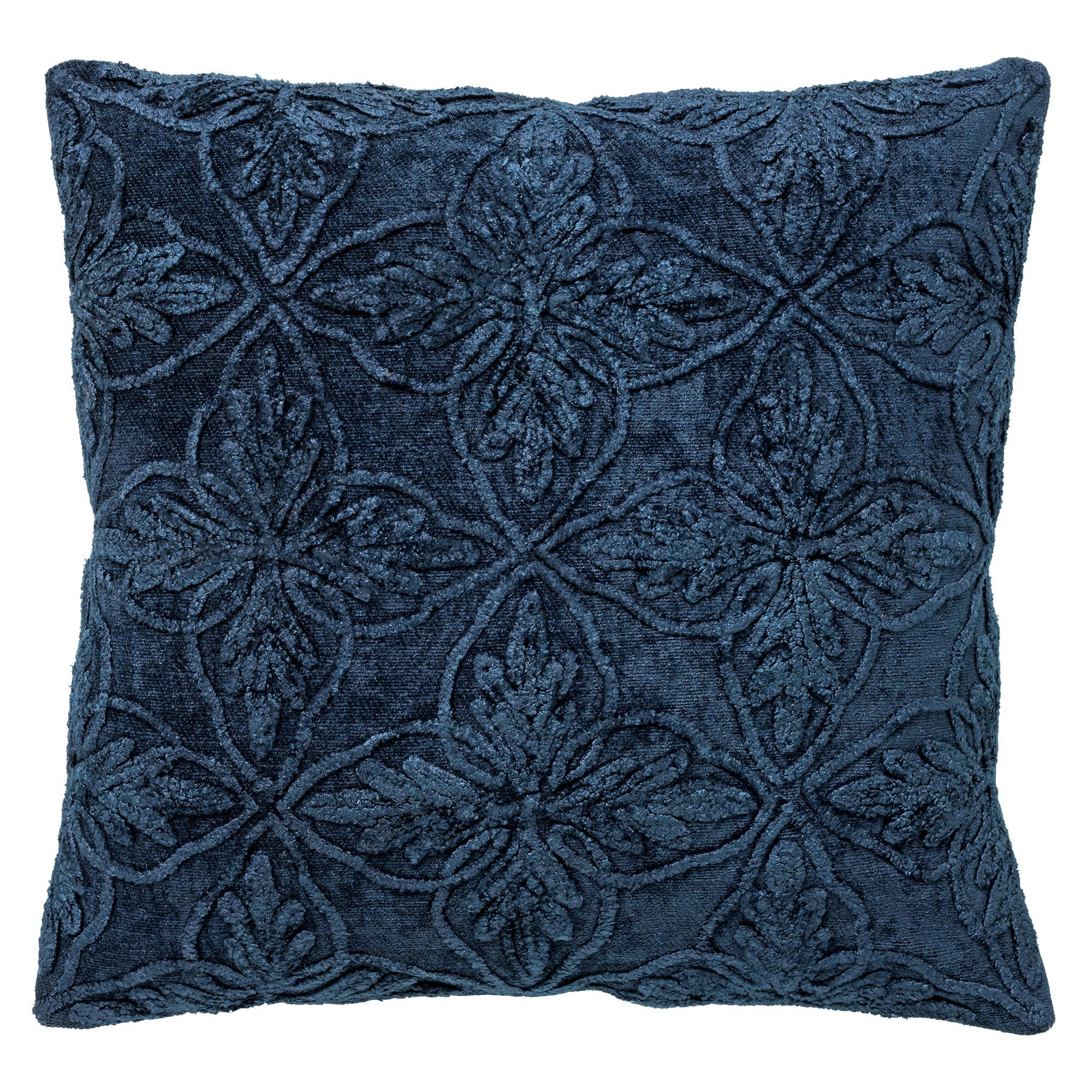 - Housse de coussin bleu en coton-45x45 cm avec motif fleuri