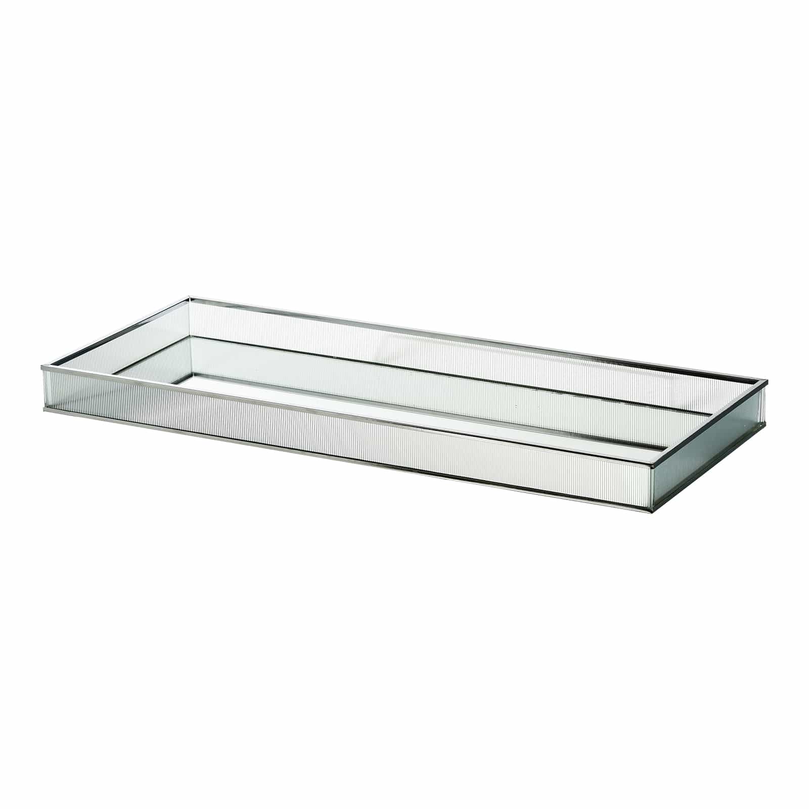Deko-Tablett Rillen, verspiegelt Silber,L 500 x B 200 x H 35 mm