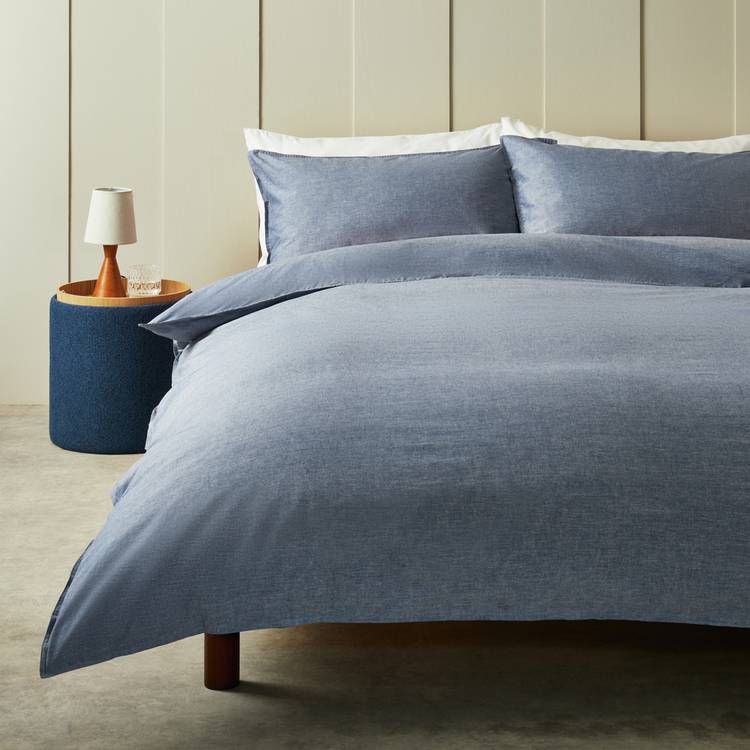 Habitat Cotton Denim Edged Blue Bedding Set - Single