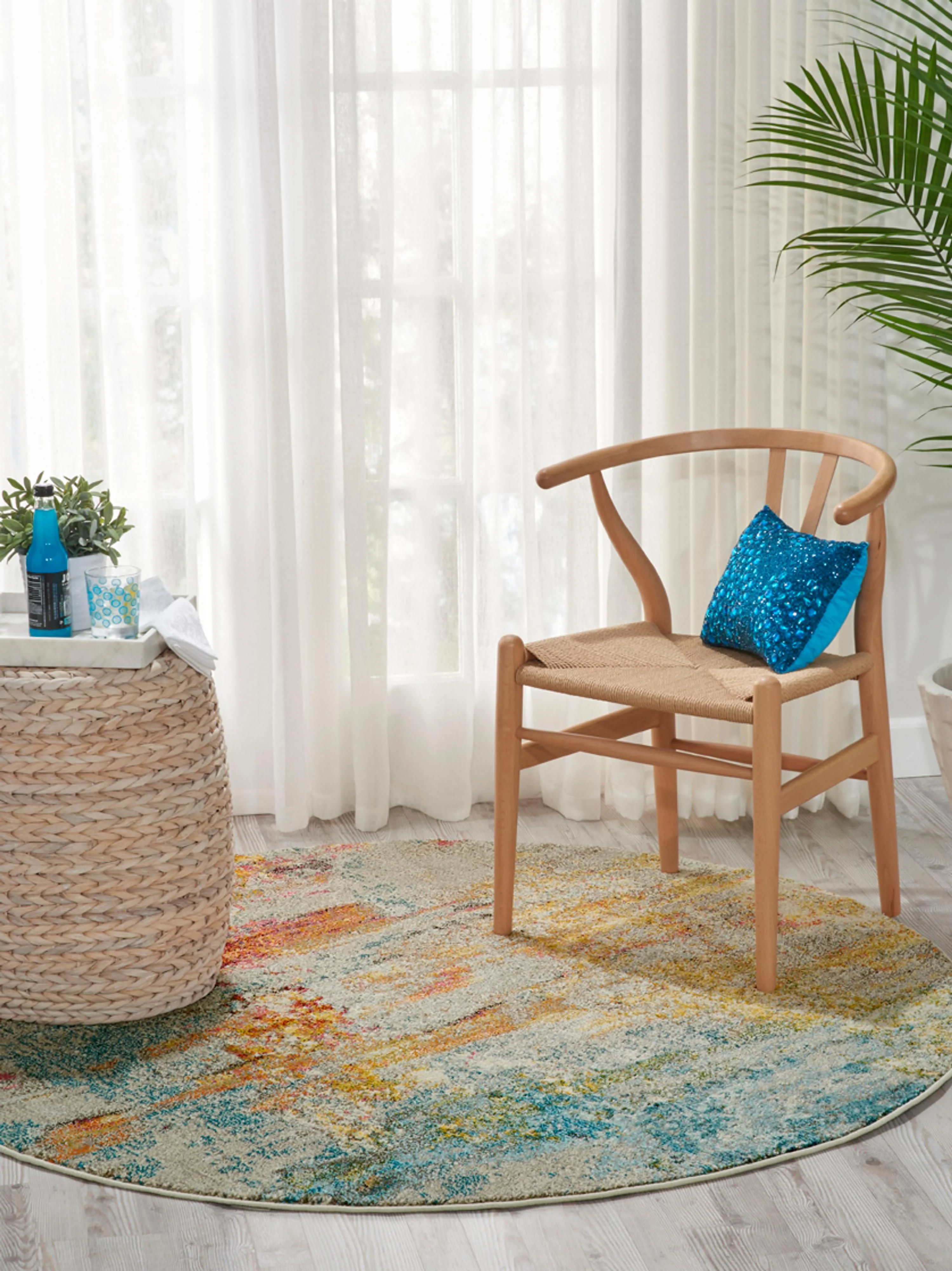 Runder Design Niederflor-Teppich Celestial