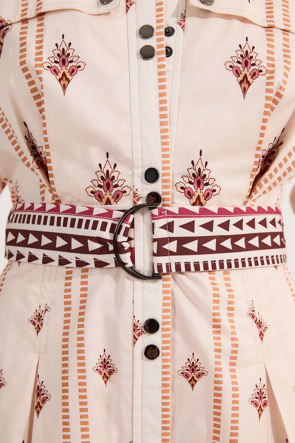 KarenMillen Placed Print Cotton Sateen Shirt Dress