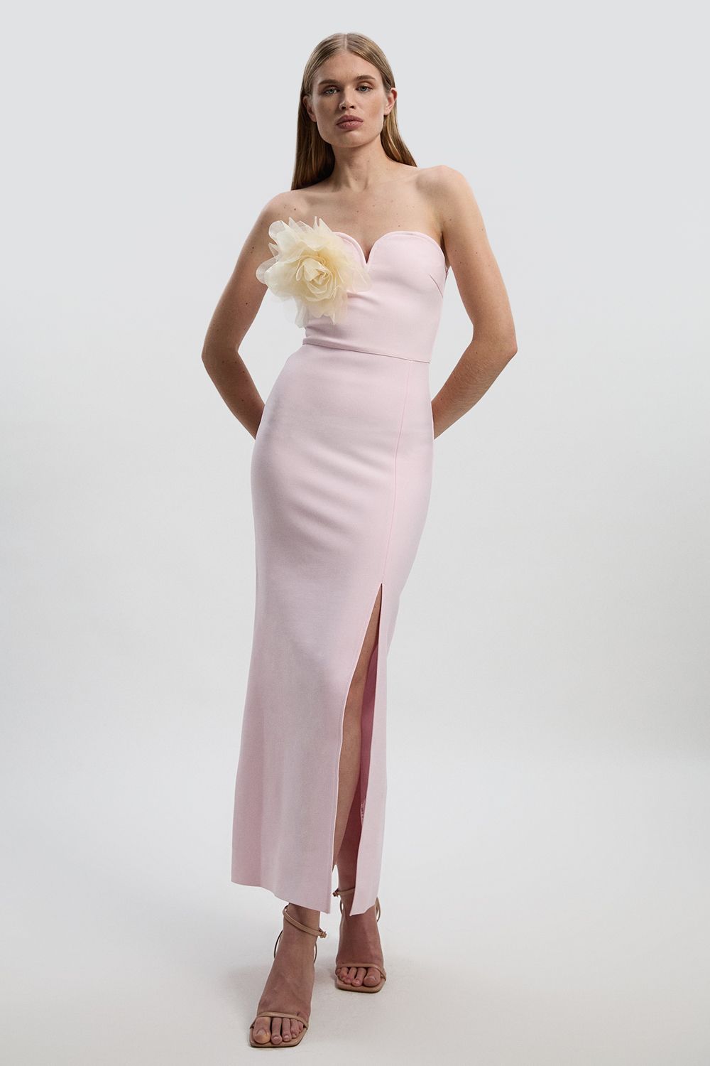 KarenMillen Figure Form Bandage Rosette Knit Midi Dress